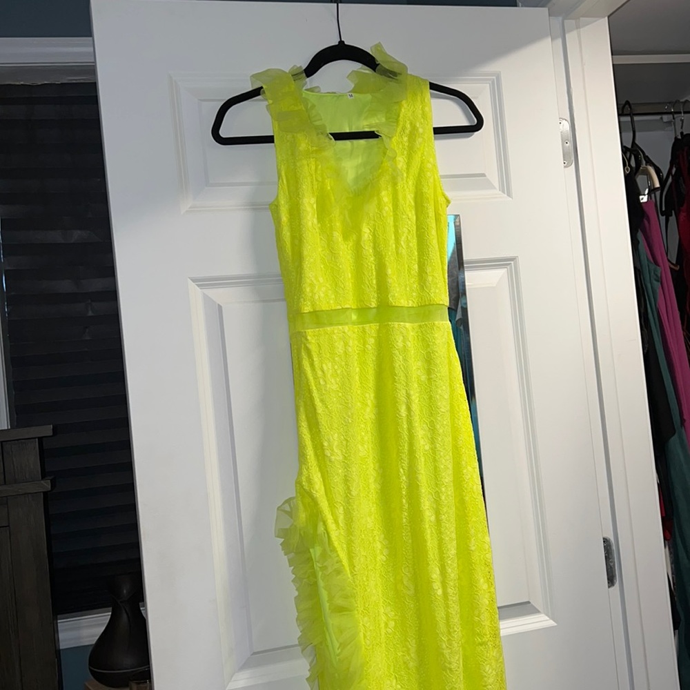 Neon long maxi dress with a large slit